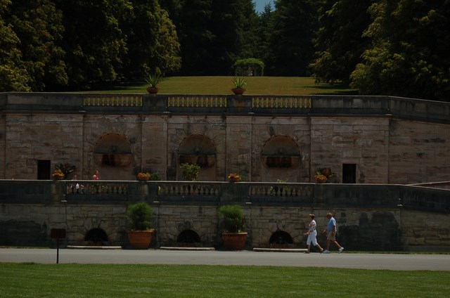 along the entrance to the estate